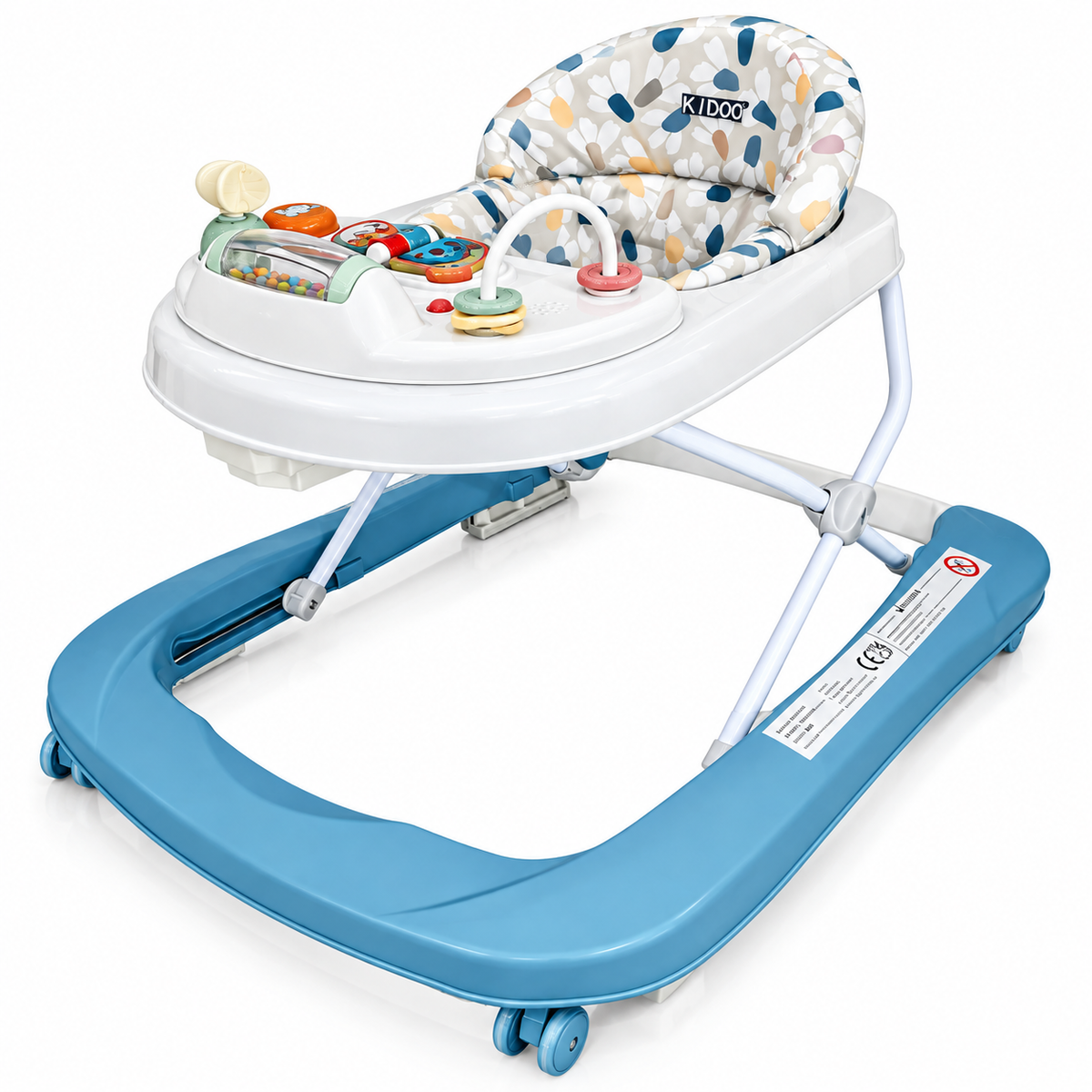 Premergator KIDDO Baby Walker pentru Bebelusi, 6-18 Luni, Panou Interactiv, Scaun Confortabil, Mod Impingere, Baza Lata, Max. 12 kg