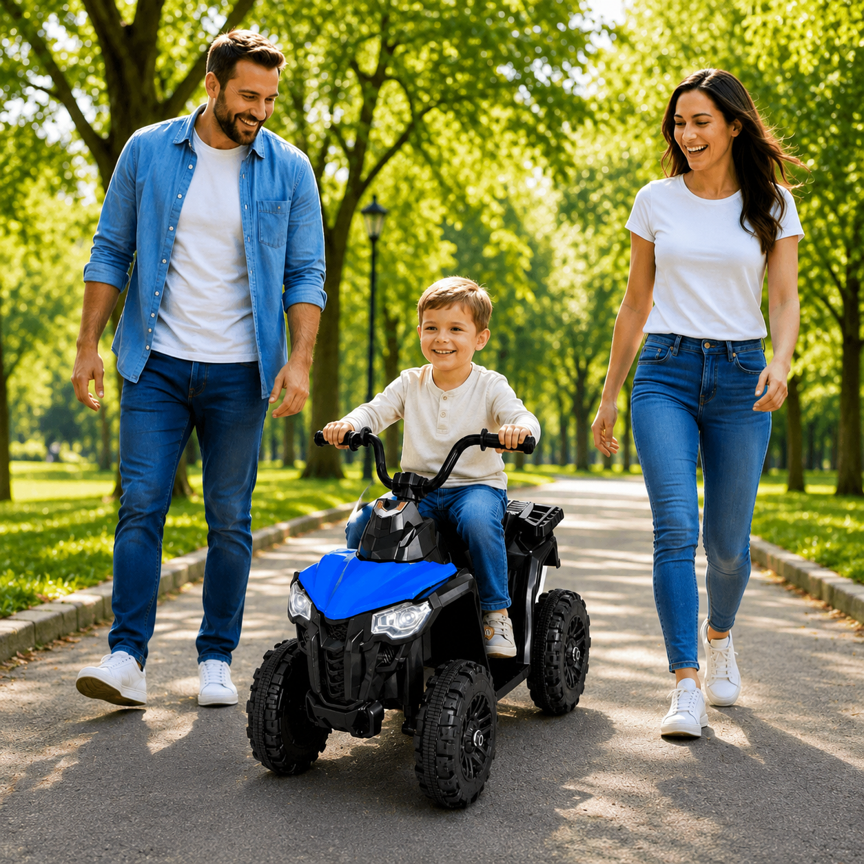 ATV electric pentru copii KIDOO, 6V, motor 380, faruri LED, pornire cu buton, design fff-road