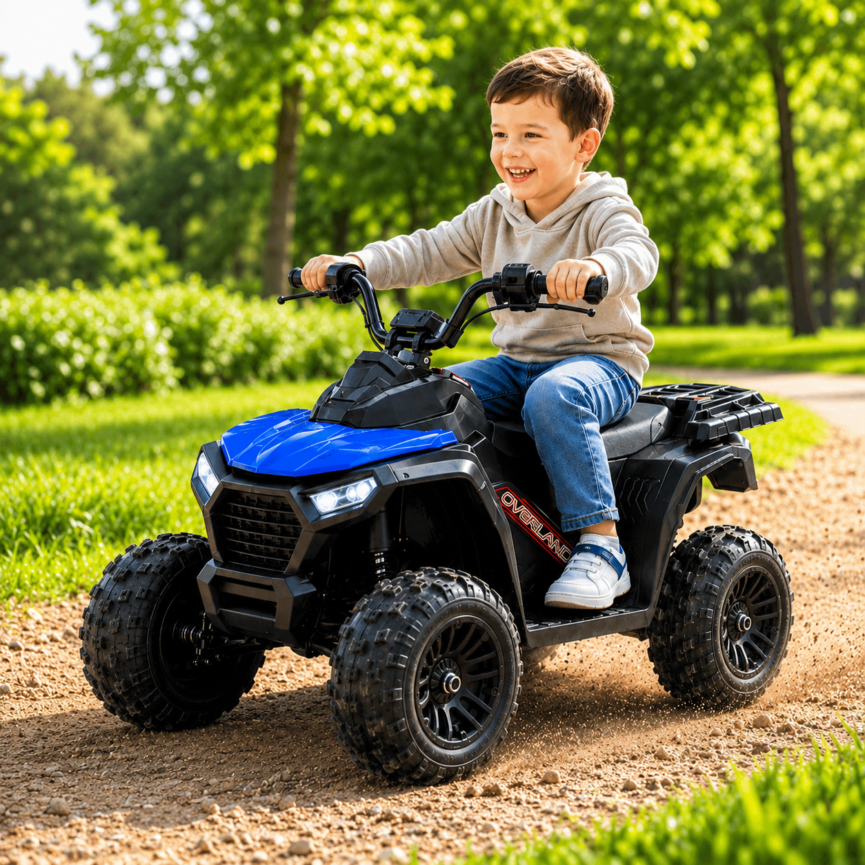 ATV electric pentru copii KIDOO, 6V, motor 380, faruri LED, pornire cu buton, design fff-road