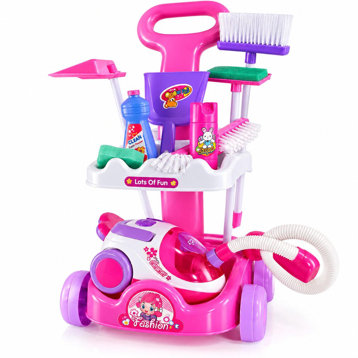 Set de Joaca Interactiv si Educativ pentru Copii – Banc de Curatenie cu Aspirator Functional, Mop, Matura si 14 Accesorii