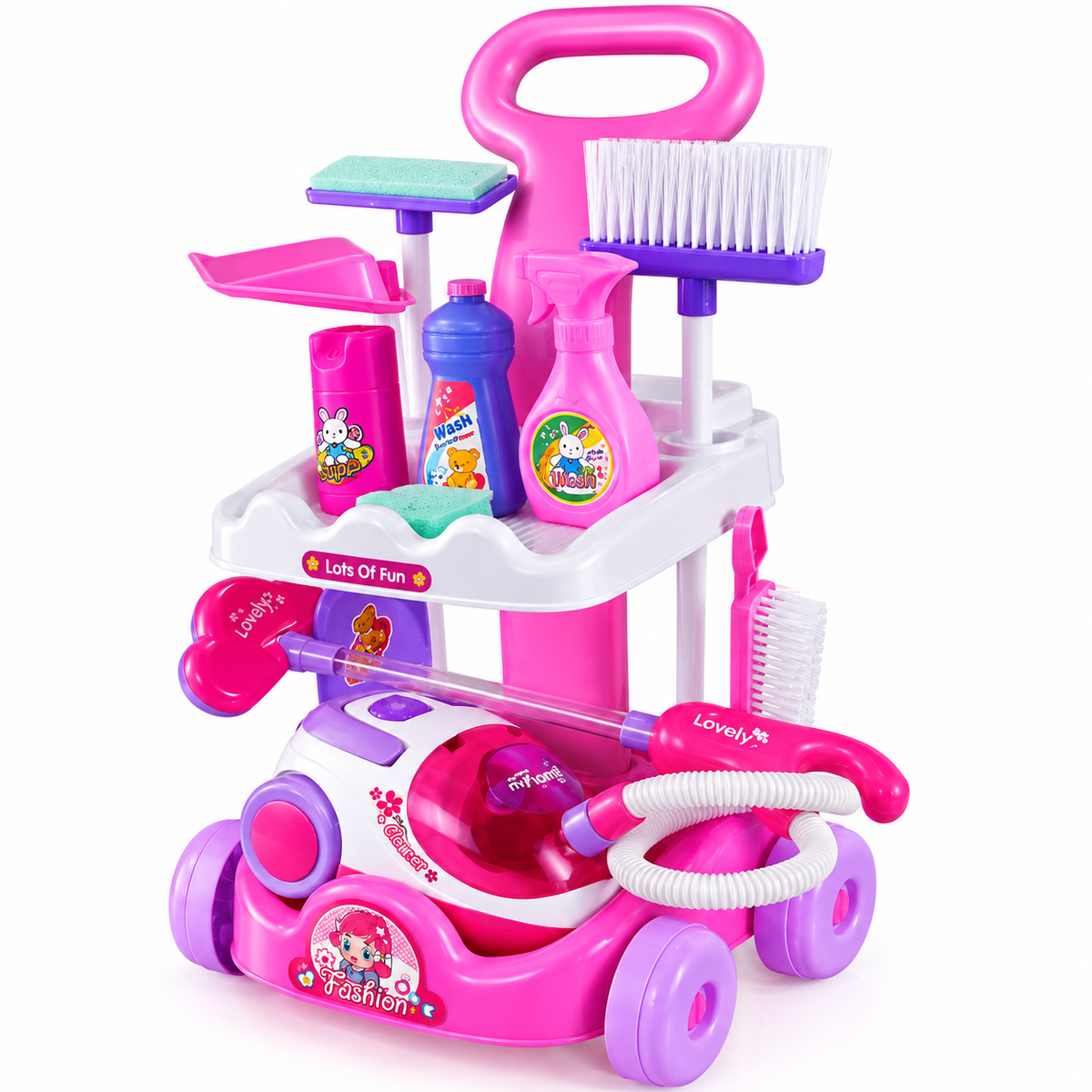Set de Joaca Interactiv si Educativ pentru Copii – Banc de Curatenie cu Aspirator Functional, Mop, Matura si 14 Accesorii
