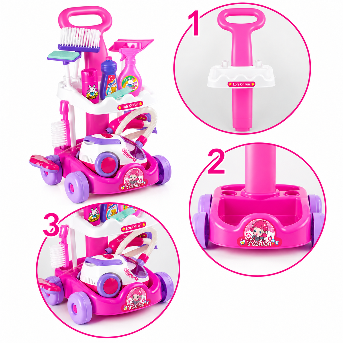 Set de Joaca Interactiv si Educativ pentru Copii – Banc de Curatenie cu Aspirator Functional, Mop, Matura si 14 Accesorii