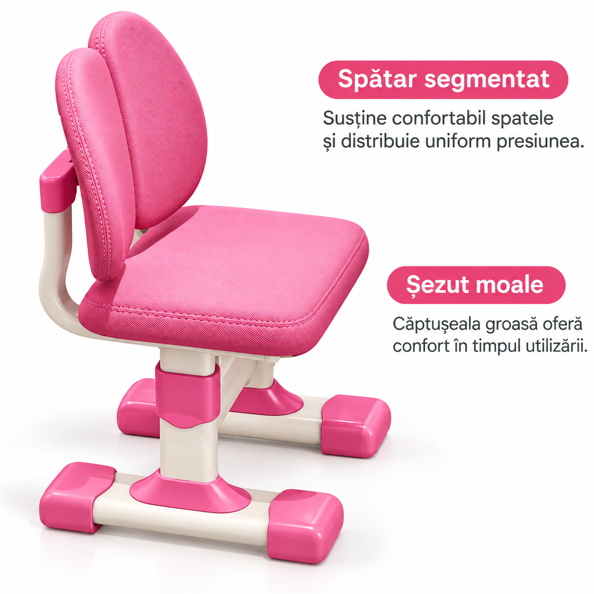 Set Birou si Scaun Ergonomic pentru Copii, Reglabil pe Inaltime, cu Raft pentru Carti, Design Astronaut