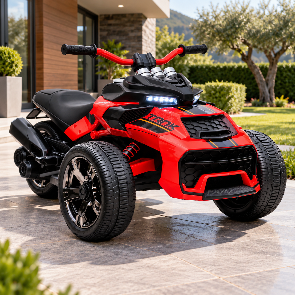 ATV Electric pentru Copii KIDOO 12V cu Telecomanda Parentala, 3-7 km/h, Pedala Acceleratie, Lumini, Mers Inainte/Inapoi