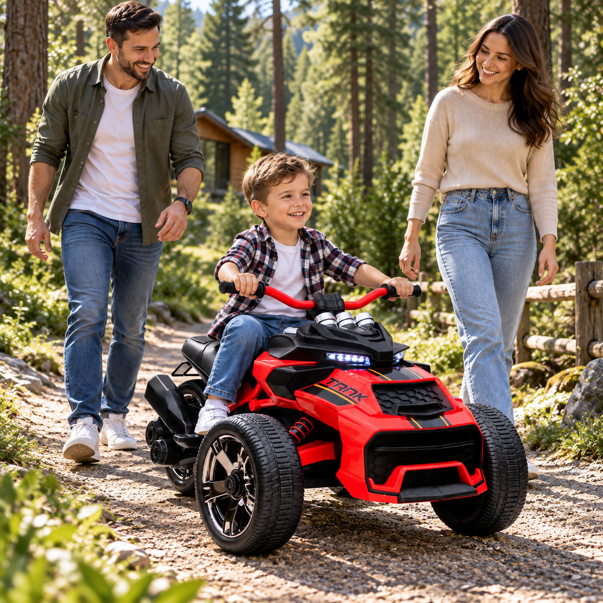 ATV Electric pentru Copii KIDOO 12V cu Telecomanda Parentala, 3-7 km/h, Pedala Acceleratie, Lumini, Mers Inainte/Inapoi