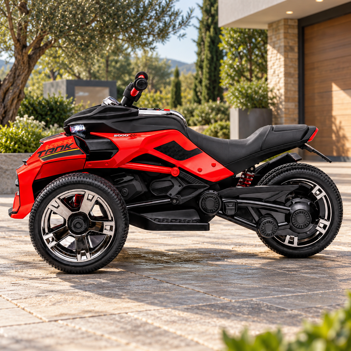 ATV Electric pentru Copii KIDOO 12V cu Telecomanda Parentala, 3-7 km/h, Pedala Acceleratie, Lumini, Mers Inainte/Inapoi