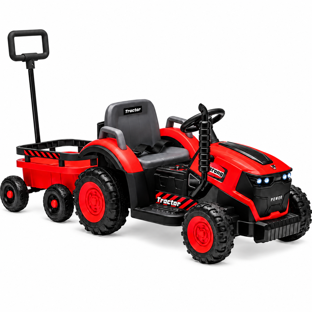 Tractor Electric pentru Copii KIDOO 12V, 2 Motoare 380, Telecomandă 2.4G, Remorcă Detașabilă, Lumini LED și Muzică