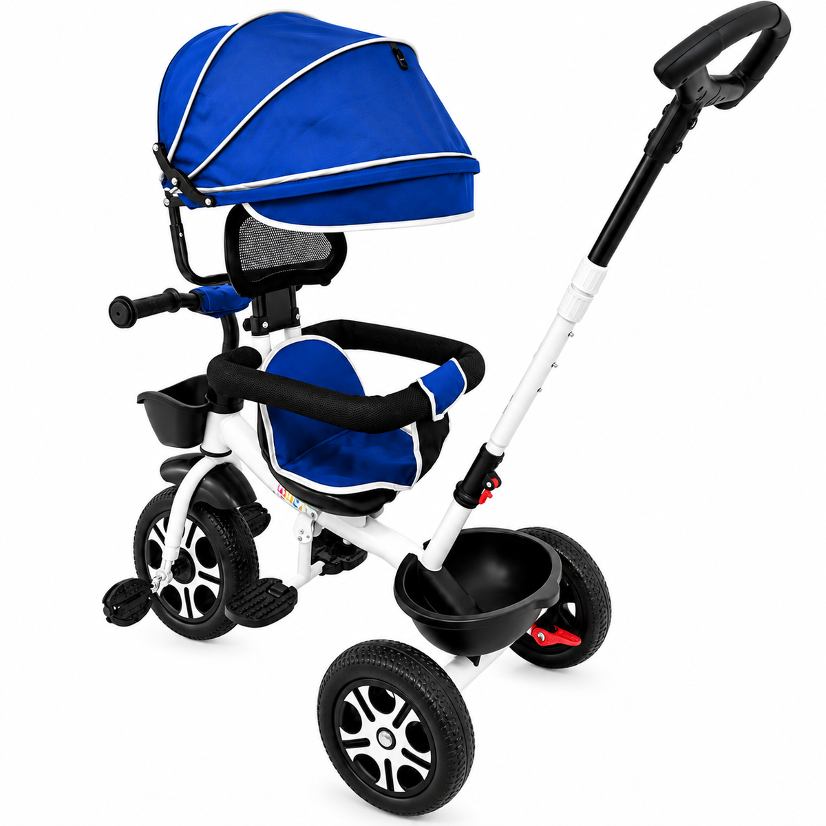 Tricicleta Evolutiva KIDDO  pentru Copii, 9 Luni - 6 Ani, Scaun Rotativ 360°, Copertina UV, Maner Parental, Roti din Cauciuc