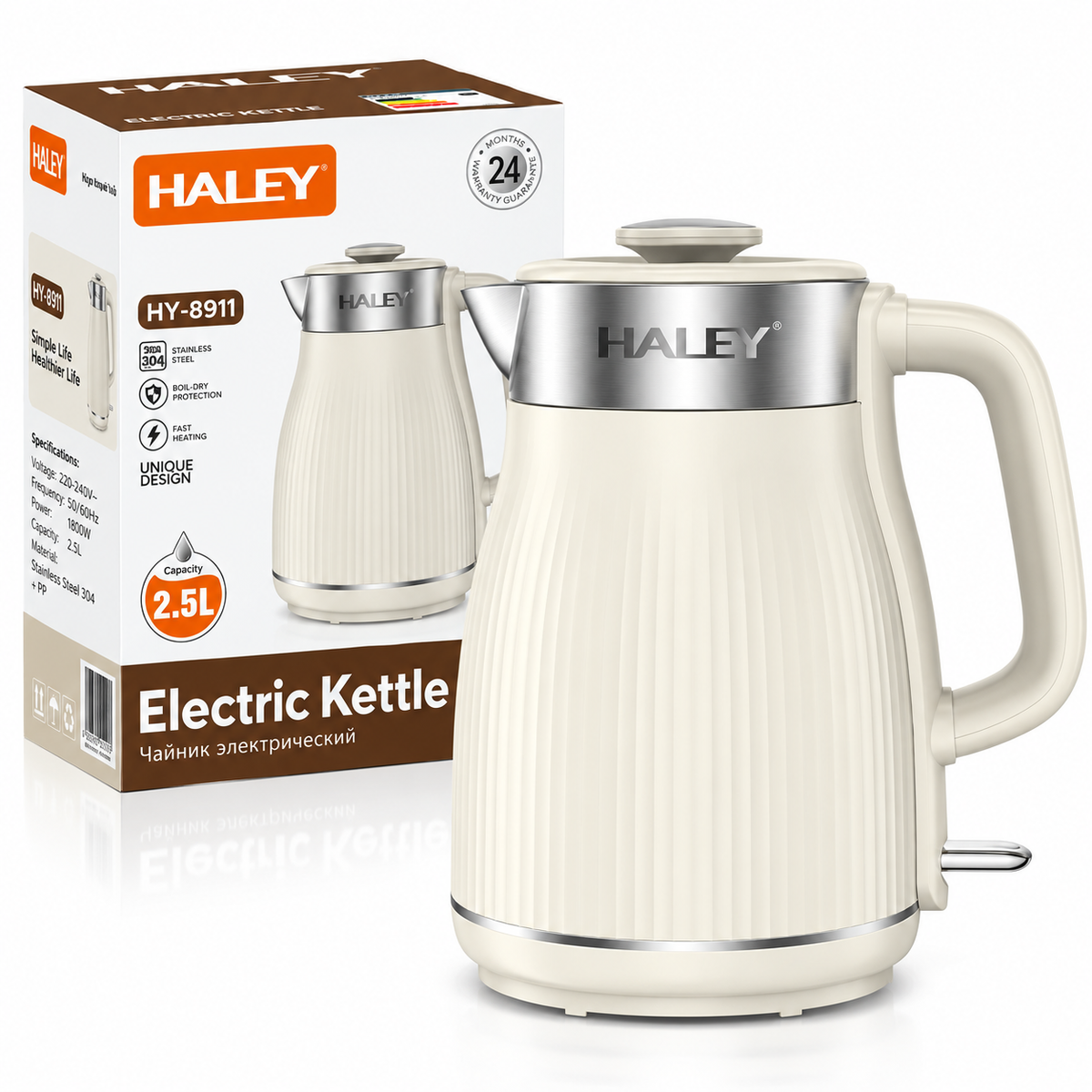Fierbator Electric, 2.2L, 1800W, Interior Inox, Baza Rotativa 360°, Oprire Automata 3-Way, Filtru Anticalcar, Controler Strix