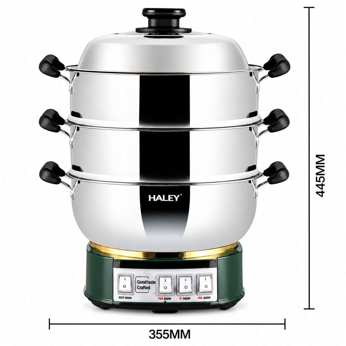 Vas Electric Multifunctional, 2100W, 2 Niveluri pentru Abur, 3 Trepte de Putere, Functie Keep Warm, Fierbere si Gatire la Abur,