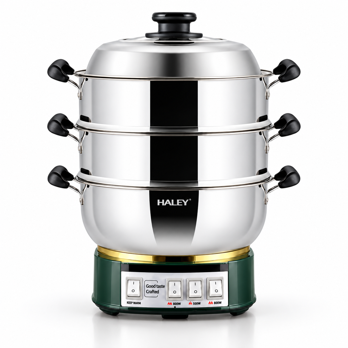 Vas Electric Multifunctional, 2100W, 2 Niveluri pentru Abur, 3 Trepte de Putere, Functie Keep Warm, Fierbere si Gatire la Abur,
