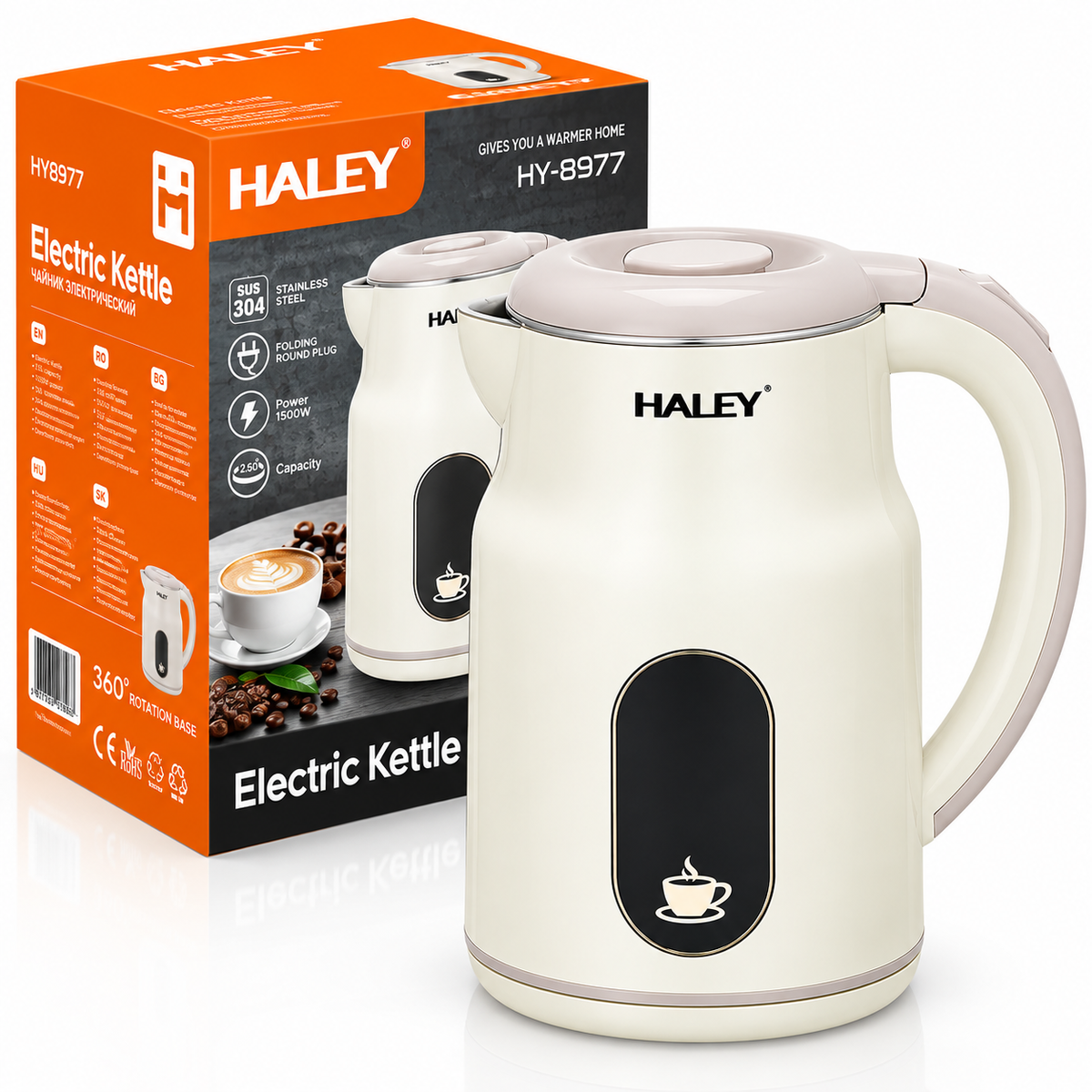 Fierbator Electric, 2.5L, 1500W, Interior Inox SUS304, Izolatie Dubla, Oprire Automata 3-Way, Baza 360°