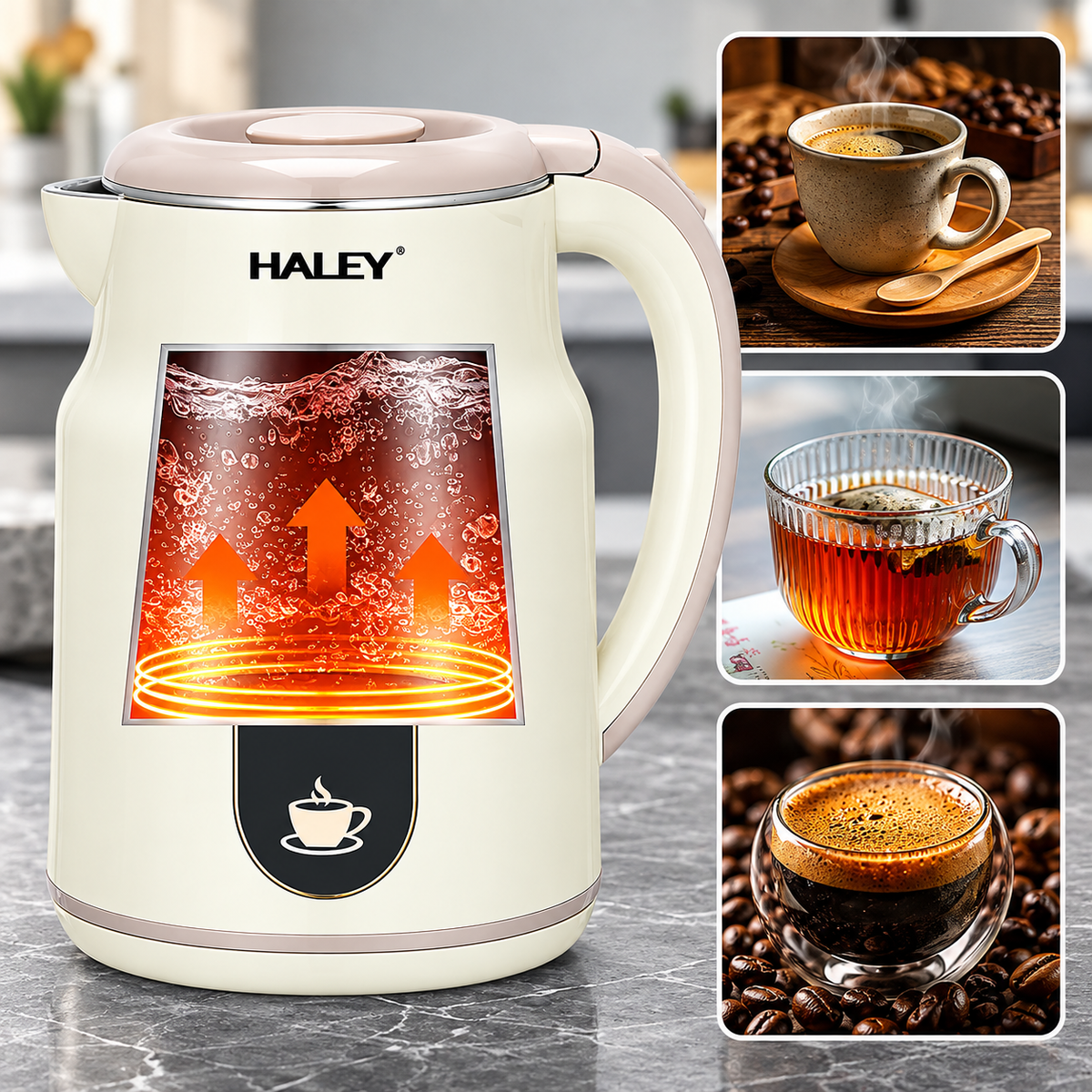 Fierbator Electric, 2.5L, 1500W, Interior Inox SUS304, Izolatie Dubla, Oprire Automata 3-Way, Baza 360°