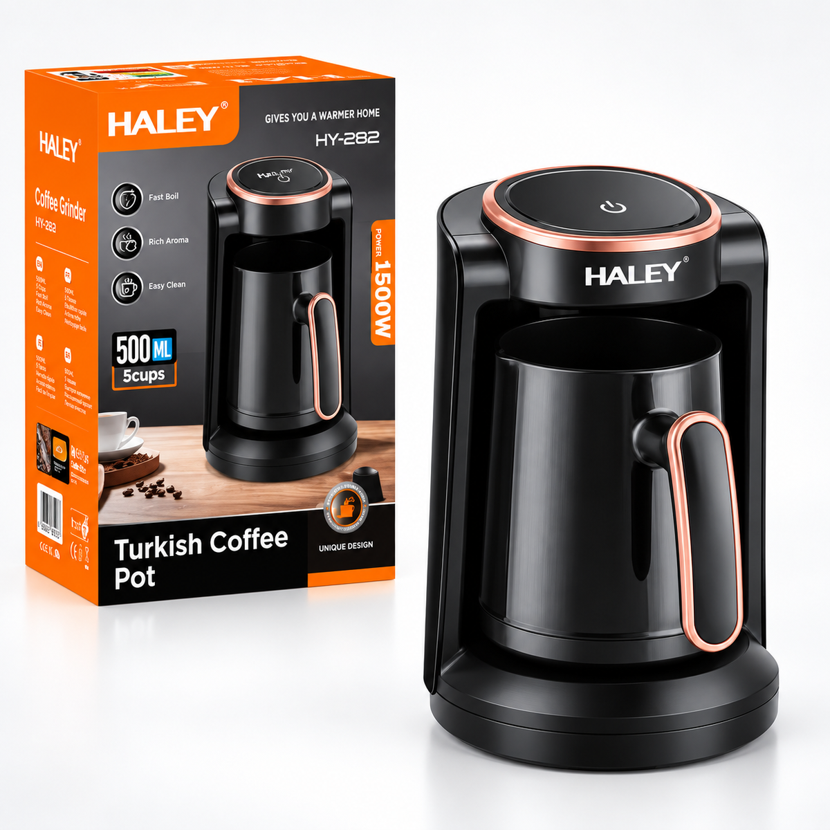 Ibric Electric, 1500W, Capacitate 500 ml, Aproximativ 5 Cesti, Buton ON/OFF, 220-240V, Compact
