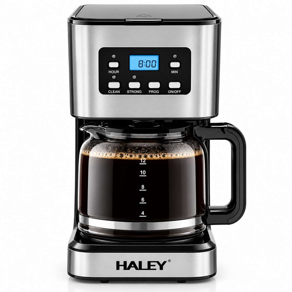 Cafetiera Electrica, 950W, Capacitate 1.5L, Display LED, Sistem Anti-Picurare, Mentinere la Cald, Control Temperatura, Corp Inox