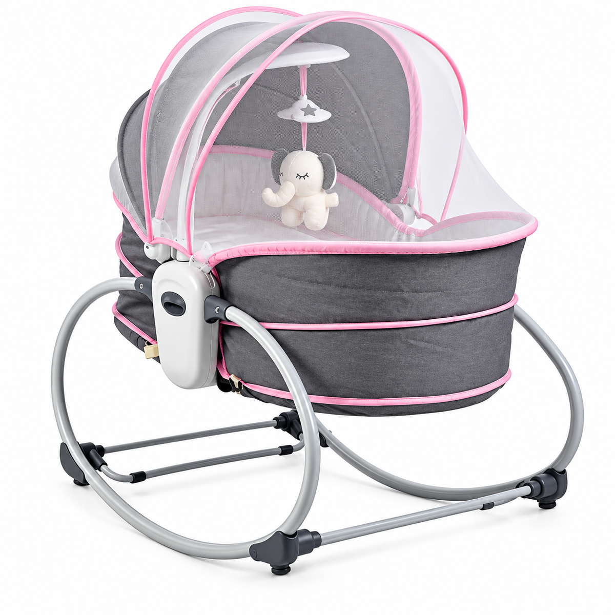 Balansoar 5 in 1 pentru bebelusi si copii, cu vibratii si melodii, transformabil in landou si scaun