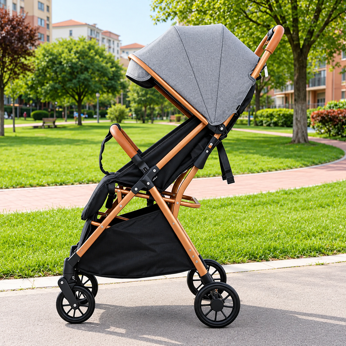 Carucior pliabil KIDOO pentru copii, 0-36 luni, spatar reglabil, copertina mare, capacitate maxima 22 kg