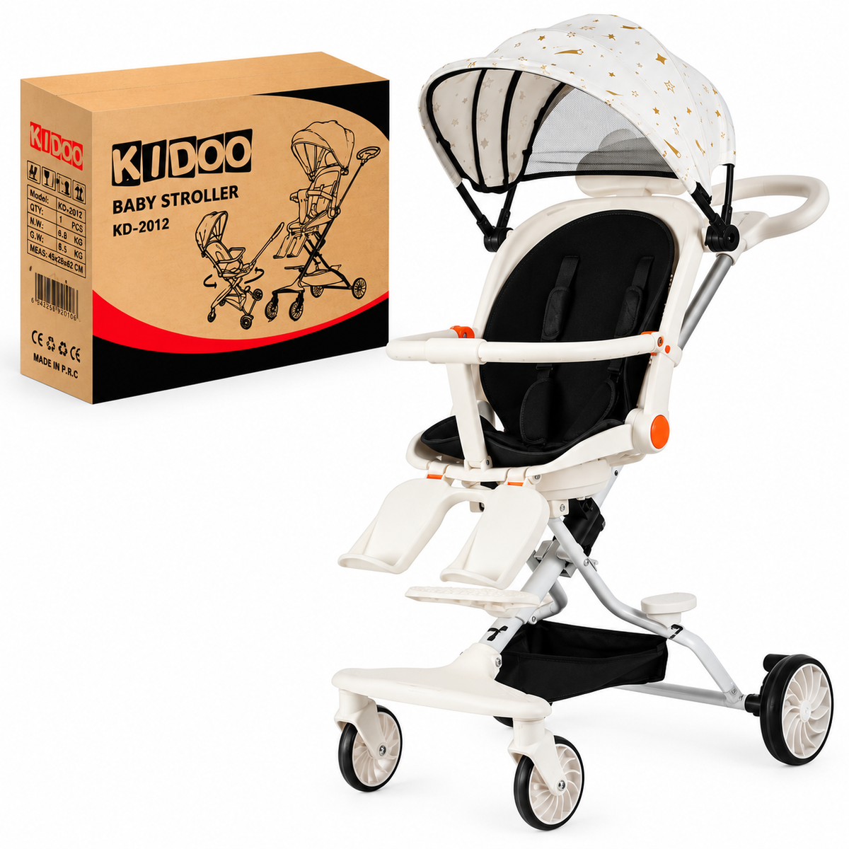 Carucior sport pliabil reversibil 360° KIDOO, copertina reglabila, centura de siguranta, pliere rapida si compacta, copii 6-36 luni