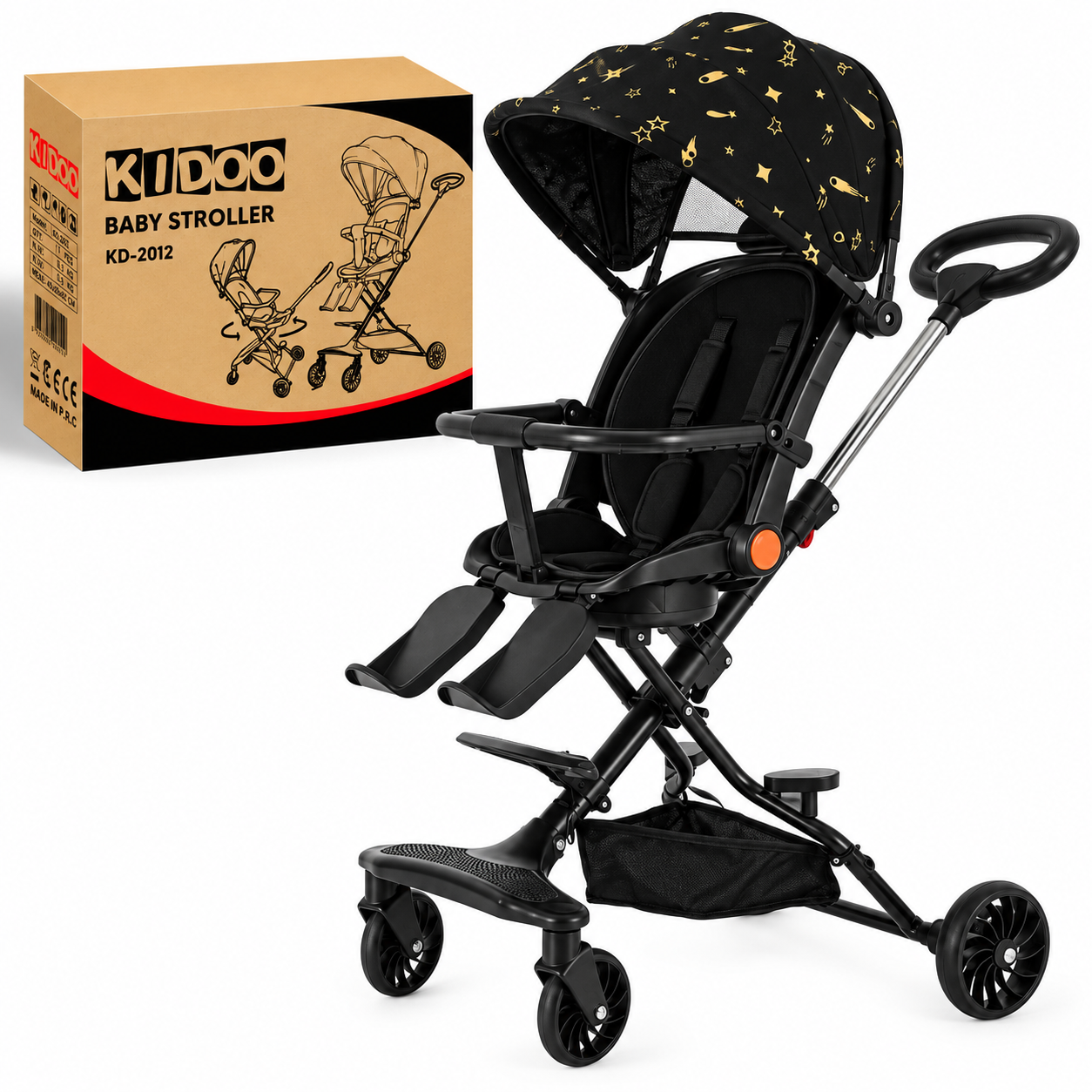 Carucior sport pliabil reversibil 360° KIDOO, copertina reglabila, centura de siguranta, pliere rapida si compacta, copii 6-36 luni