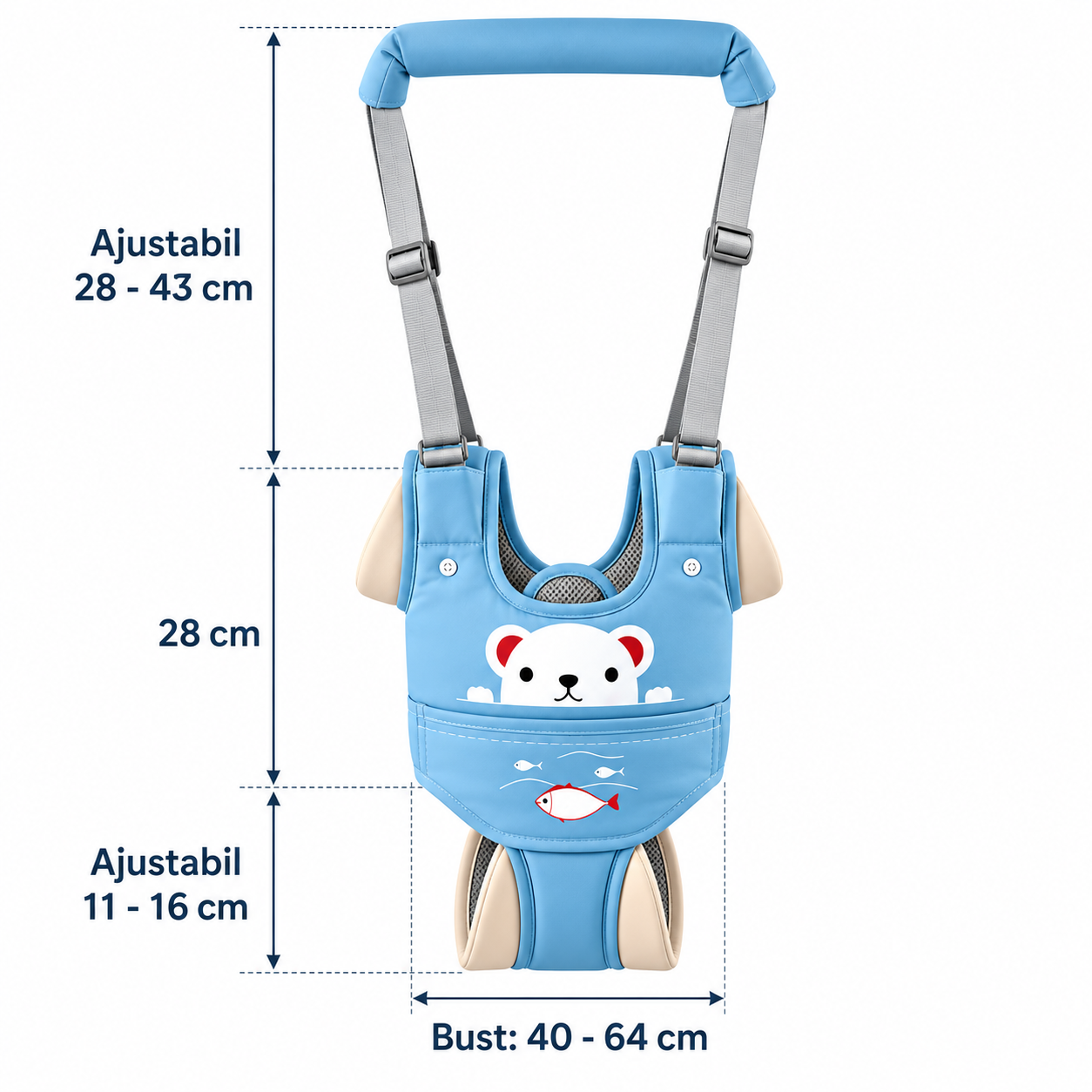 Ham bebe cu suport tip chilot detasabil, premergator, asistare mers, varsta 6-24 luni, bumbac, plasa, ergonomic si sigur