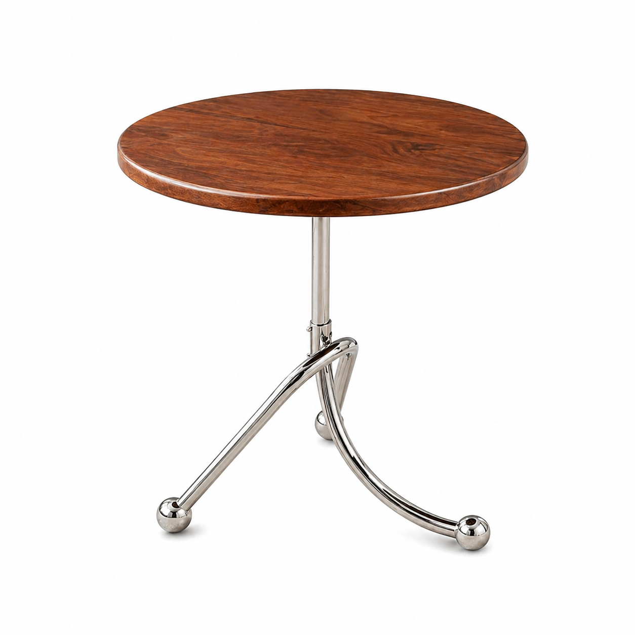 Masuta moderna cu blat rotund si picioare metalice cromate, 40 x 40 x 51 cm
