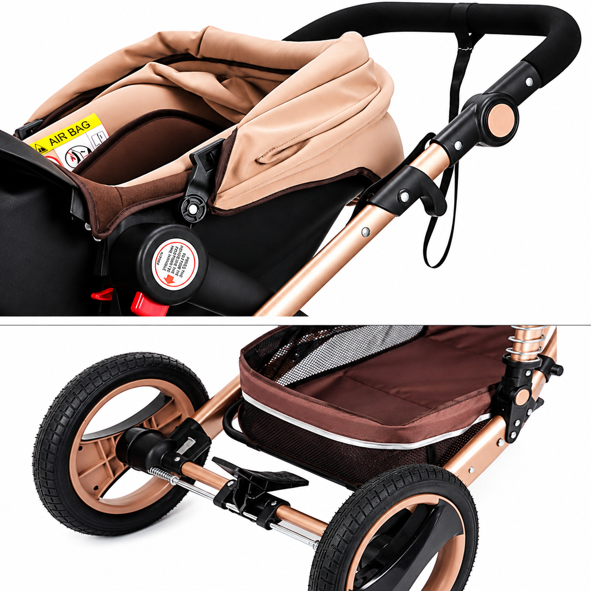 Carucior multifuncțional 2 în 1, landou + modul sport, 0–36 luni, max. 25 kg, suspensii, sezut reversibil
