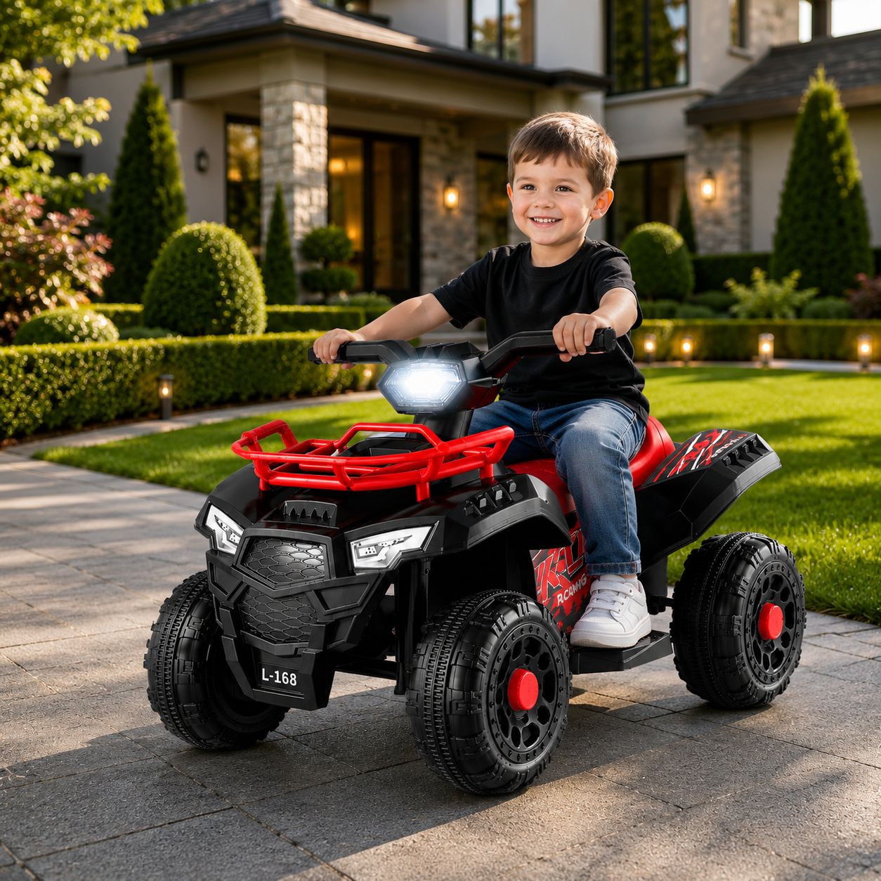 ATV electric pentru copii, 6V, Viteza 3–5 km/h, recomandat 3–6 Ani, faruri LED, design off-road