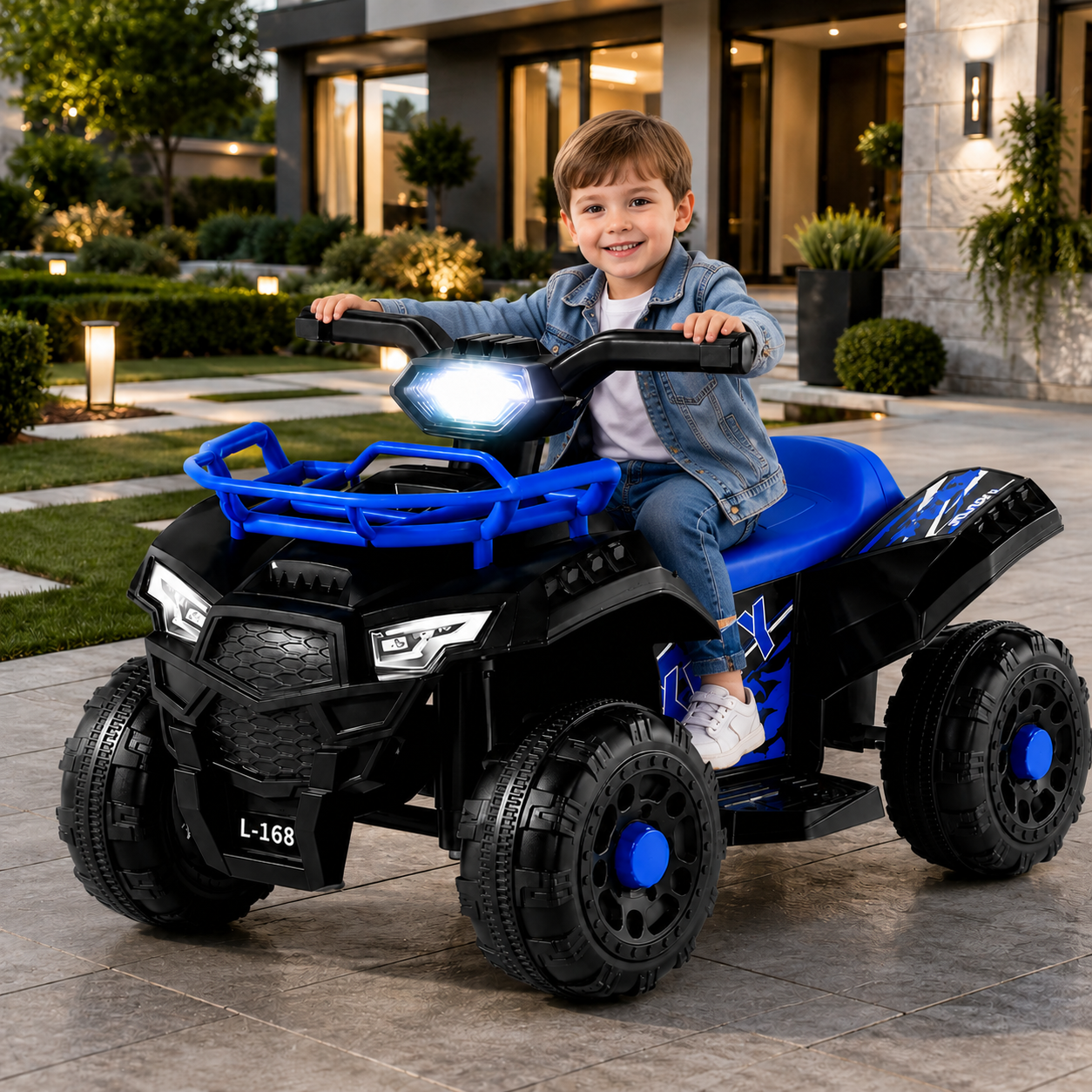 ATV electric pentru copii, 6V, Viteza 3–5 km/h, recomandat 3–6 Ani, faruri LED, design off-road
