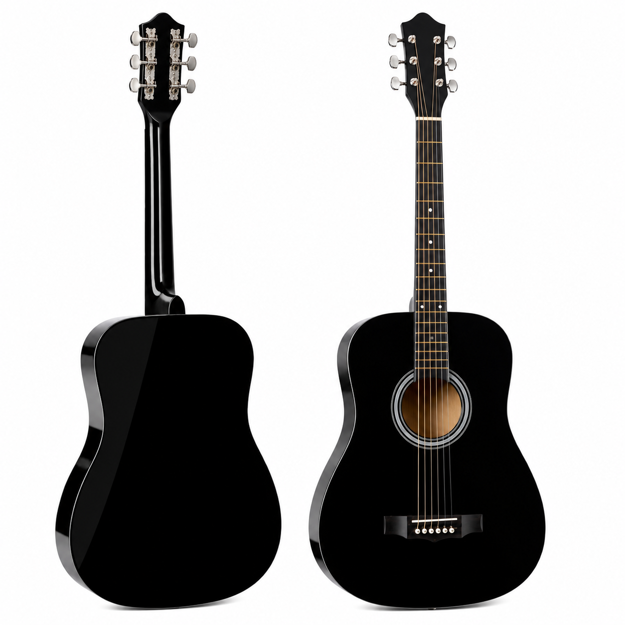 Chitara acustica, marime 4/4, 6 corzi metalice, 20 taste, pentru incepatori si copii, lemn