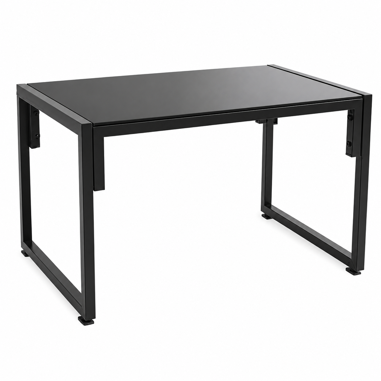 Set mobilier gradina, 4 piese, canapea 2 locuri + 2 fotolii + masuta cu sticla securizata neagra, cadru metalic