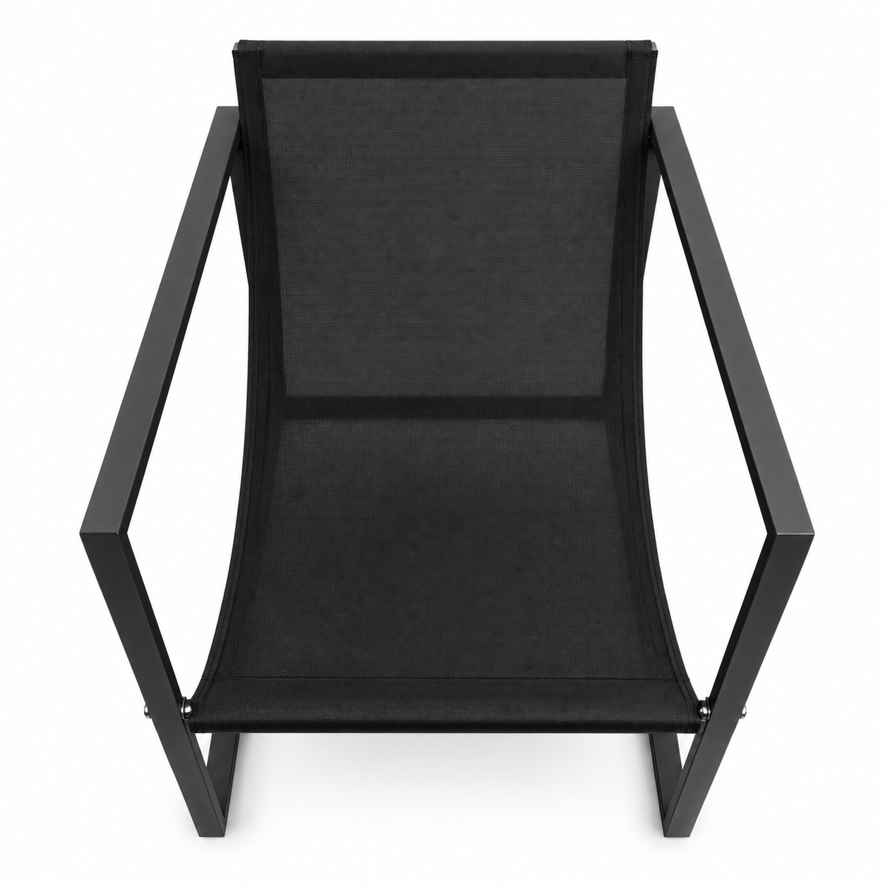 Set mobilier gradina, 4 piese, canapea 2 locuri + 2 fotolii + masuta cu sticla securizata neagra, cadru metalic