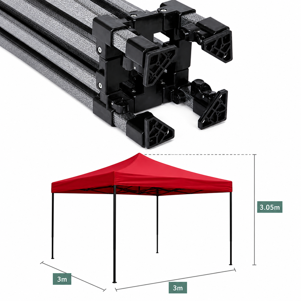Cort tip pavilion 3x3m , prelata impermeabila, pliabil, structura metalica solida, pentru camping, drumetii