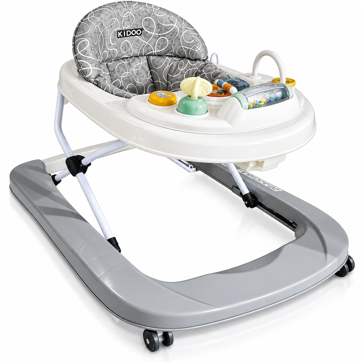 Premergator KIDDO Baby Walker pentru Bebelusi, 6-18 Luni, Panou Interactiv, Scaun Confortabil, Mod Impingere, Baza Lata, Max. 12 kg