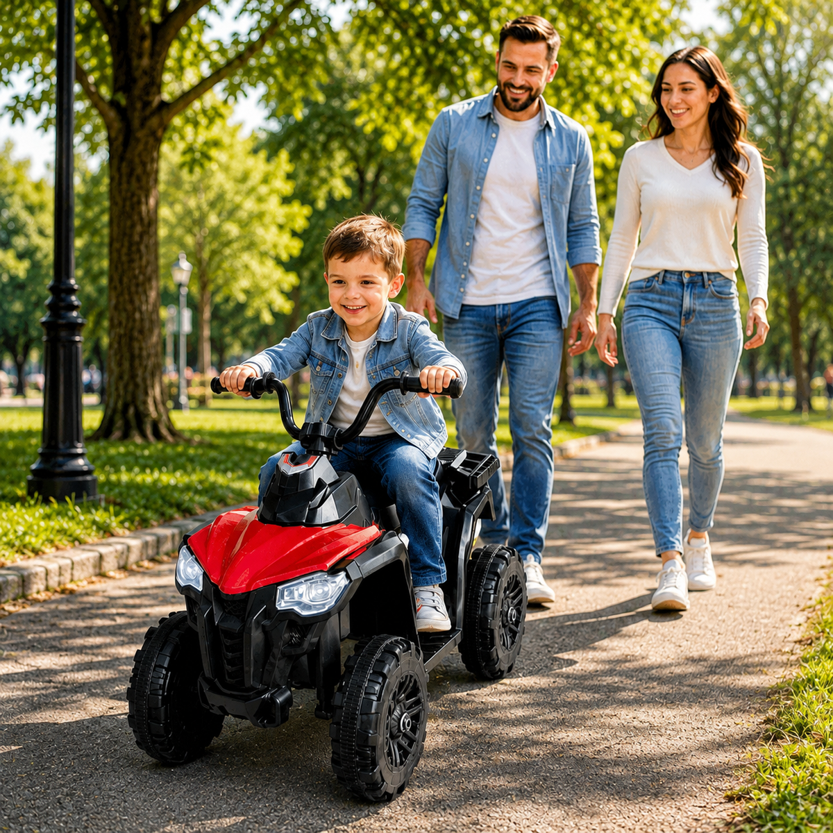 ATV electric pentru copii KIDOO, 6V, motor 380, faruri LED, pornire cu buton, design fff-road