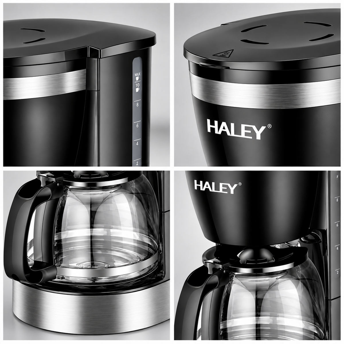 Cafetiera Electrica, 800W, Capacitate 1.25L, pana la 12 Cesti, Indicator Nivel Apa, Sistem de Siguranta, Design Compact
