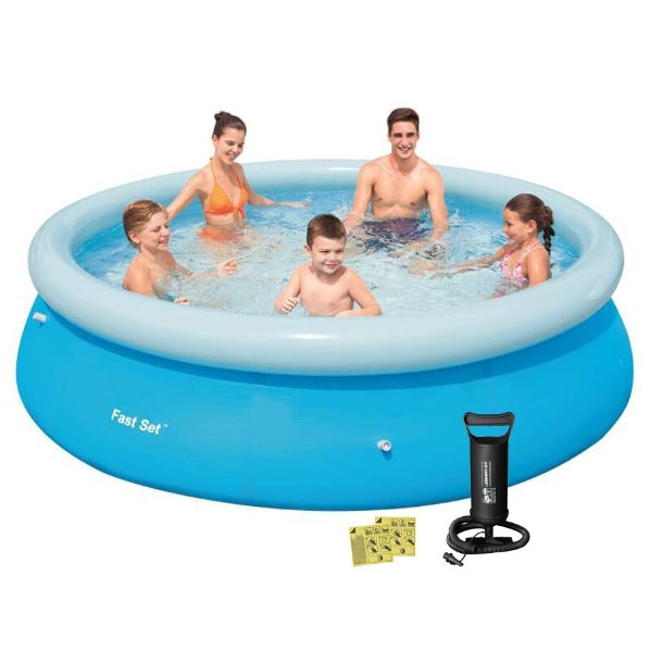 Piscina gonflabila Fast set Bestway D244xH61 cm + pompa umflat si kit de reparatii