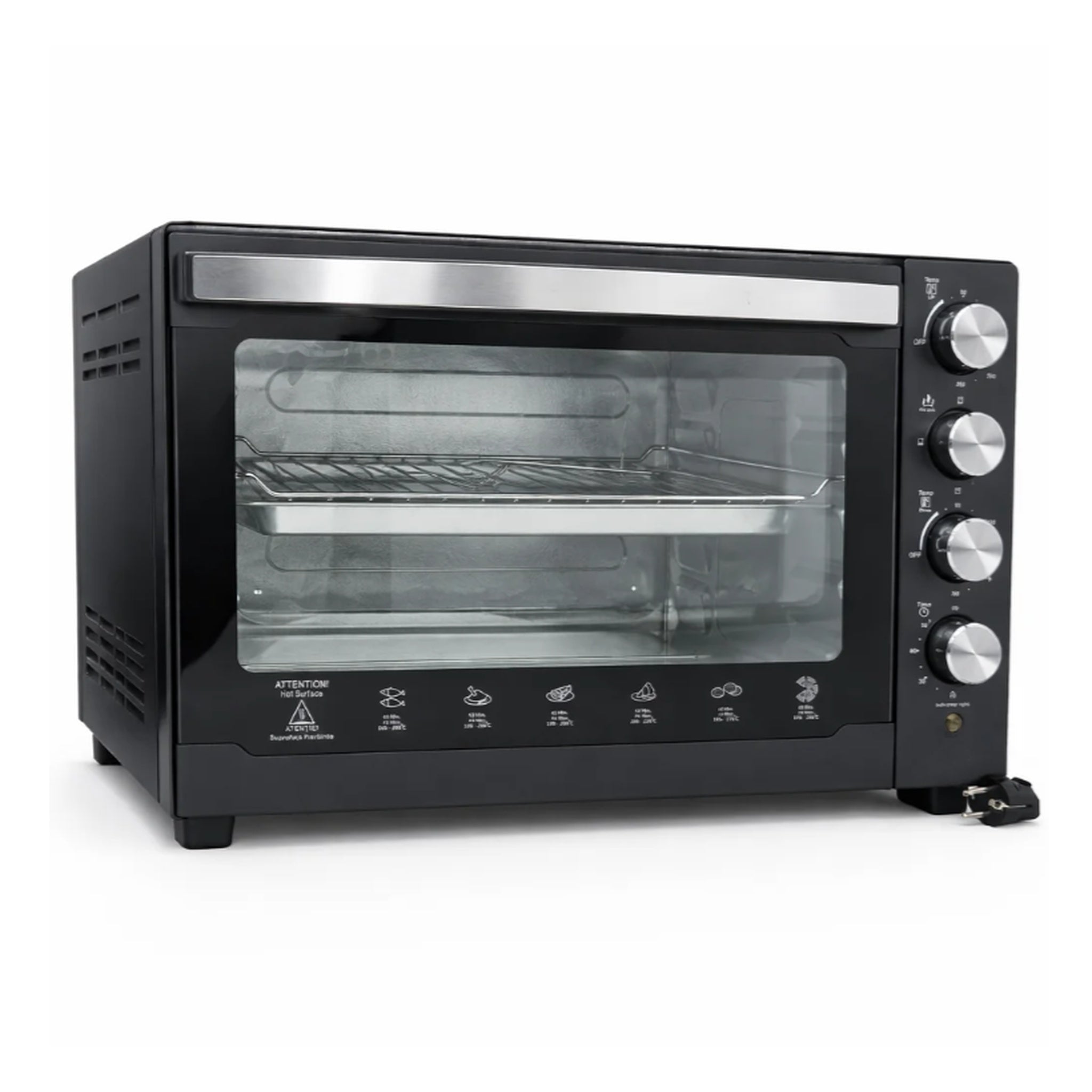 Cuptor electric, 60L, 3000W, timer 60 min, tava si gratar, usa transparenta