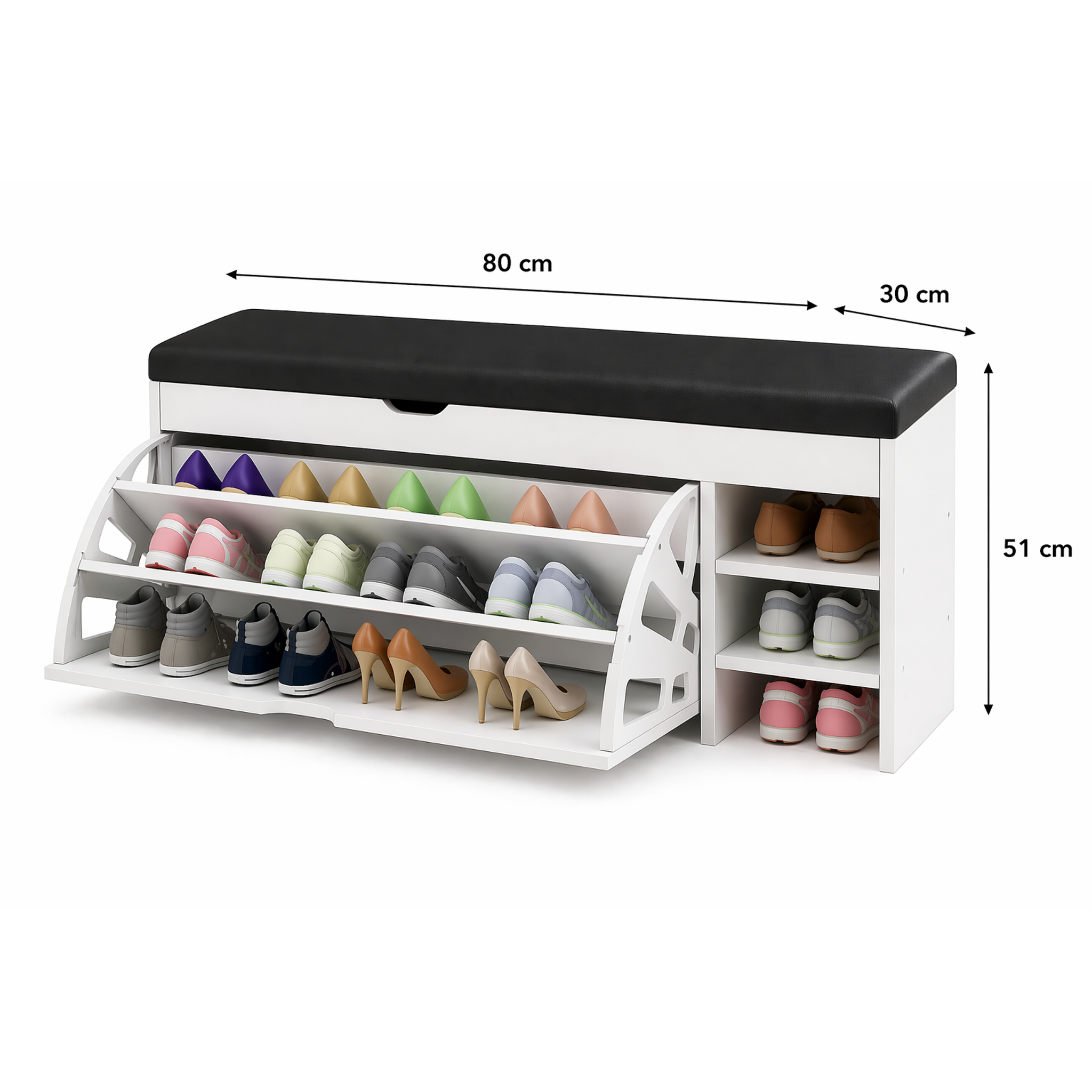 Dulap pentru pantofi tip bancheta, 80 x 30 x 51 cm