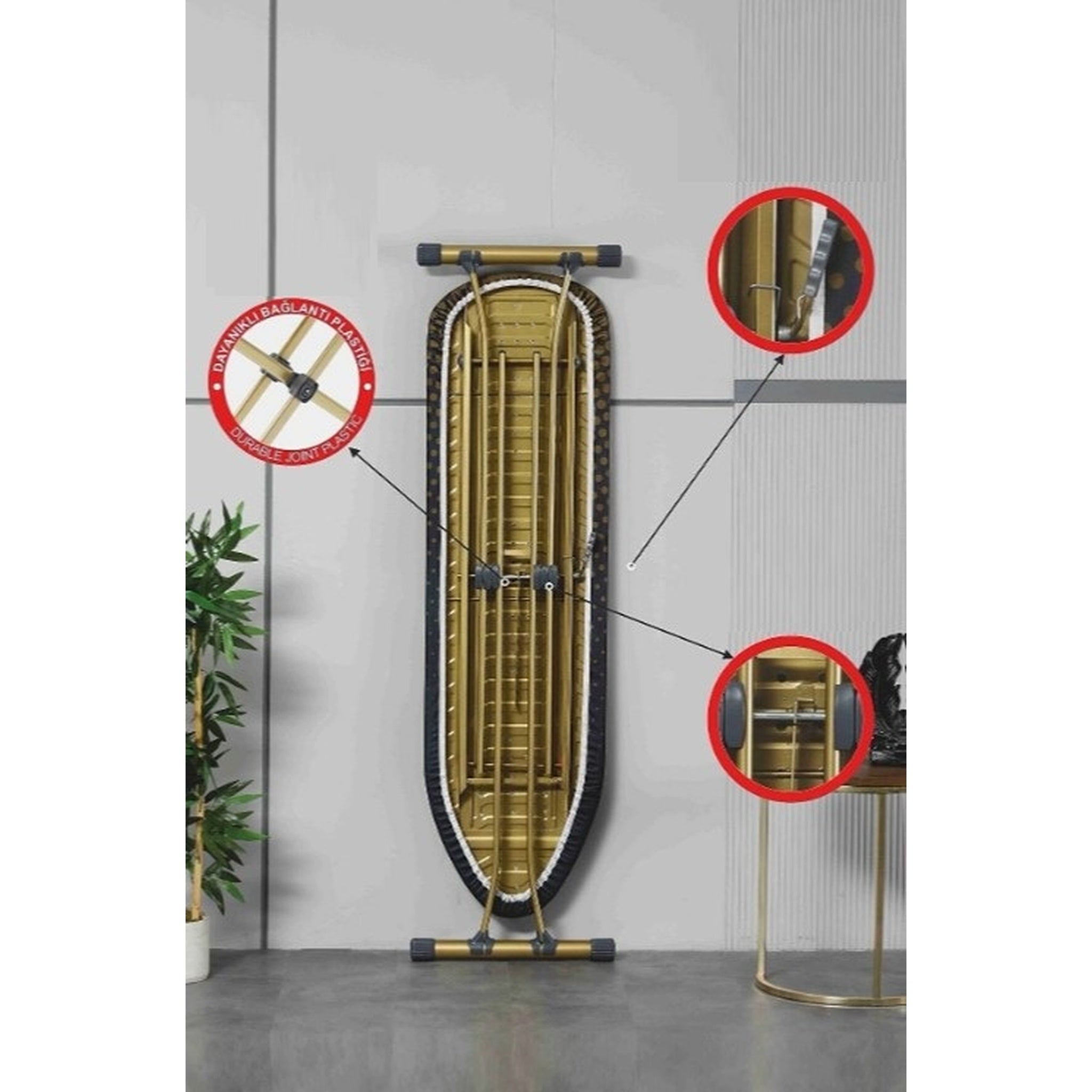 Masa de calcat SmartBoard Premium, pentru fier si statie de calcat, bumbac 100%, prelungitor incorporat, monobloc, suprafata 40X140 cm, inaltime 68-90 cm