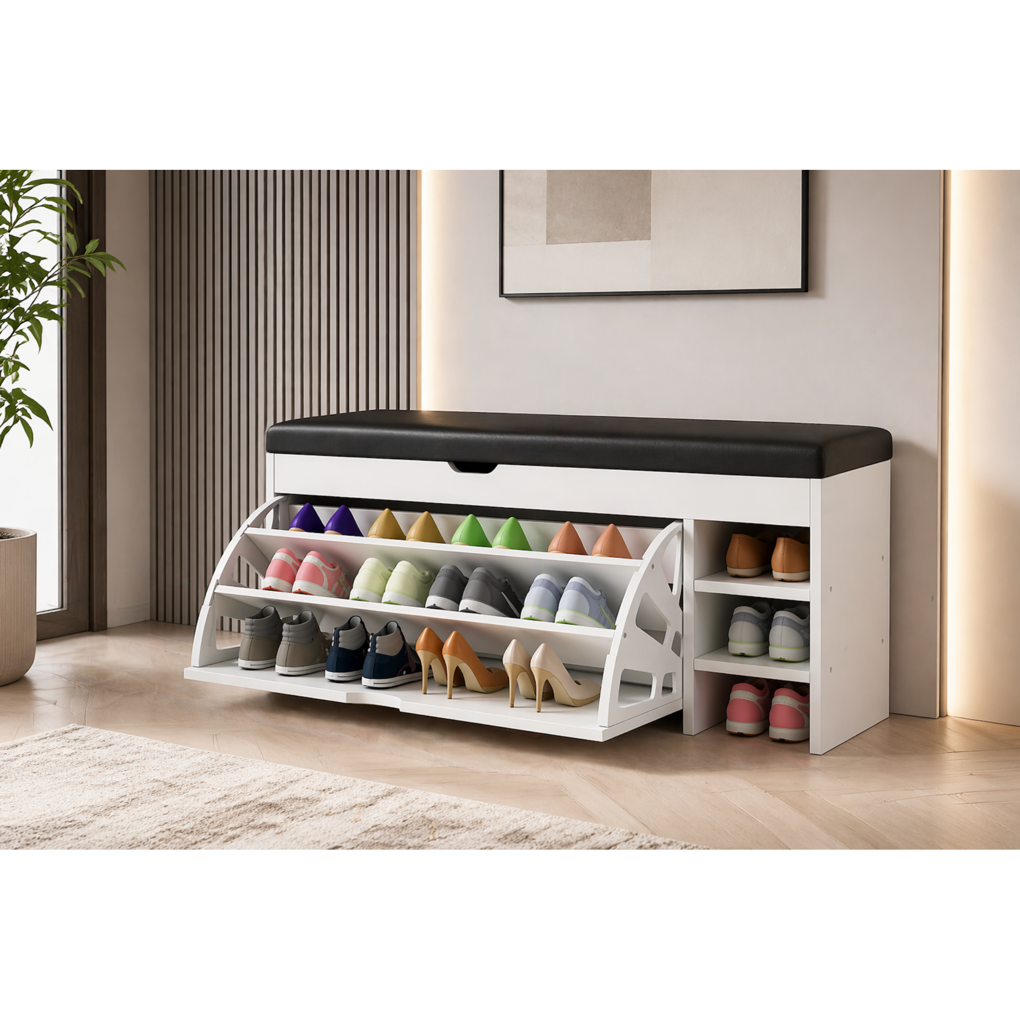 Dulap pentru pantofi tip bancheta, 80 x 30 x 51 cm
