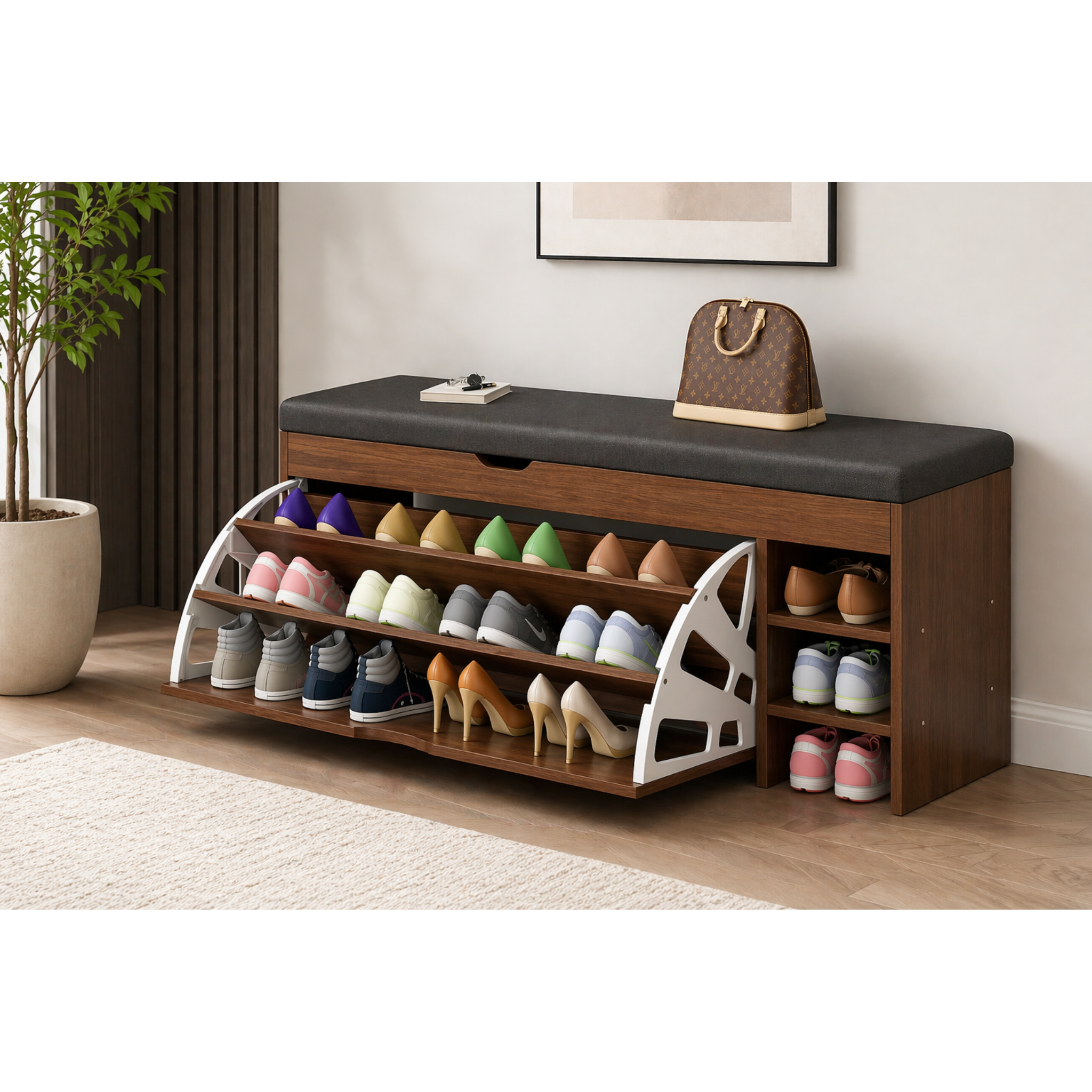 Dulap pentru pantofi tip bancheta, 80 x 30 x 51 cm