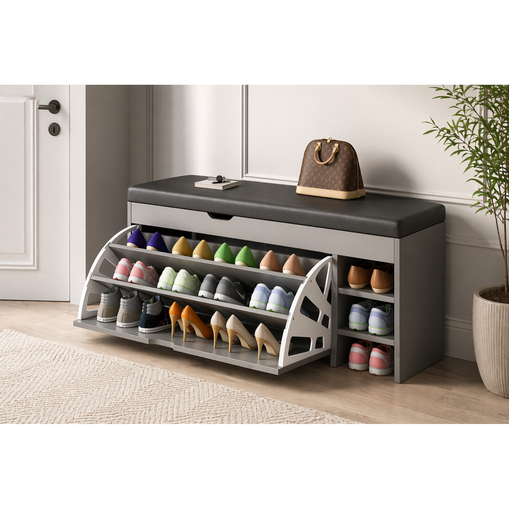 Dulap pentru pantofi tip bancheta, 80 x 30 x 51 cm