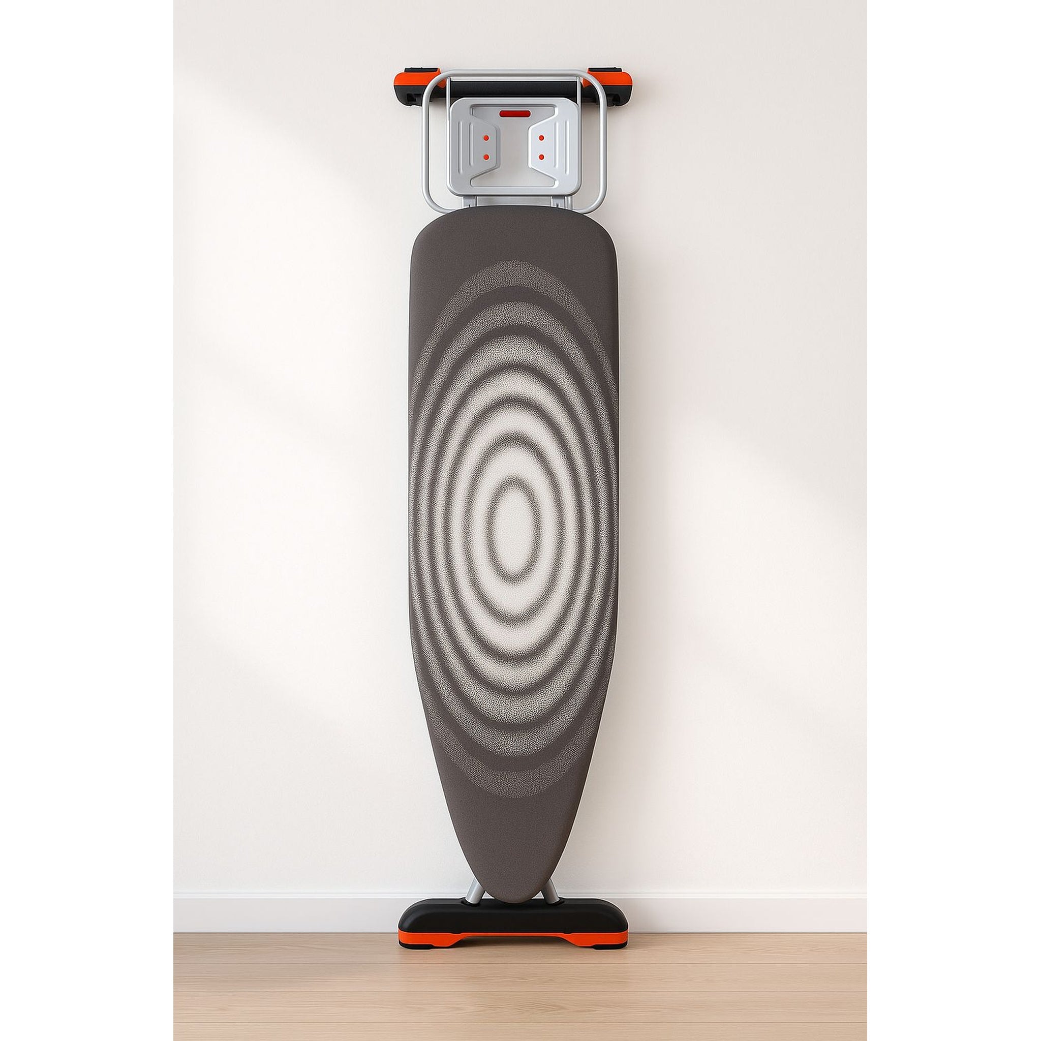 Masa de calcat Millenyum Premium, pentru fier si statie de calcat, bumbac 100%, prelungitor incorporat, monobloc, suprafata 46X127 cm, inaltime 80-105 cm