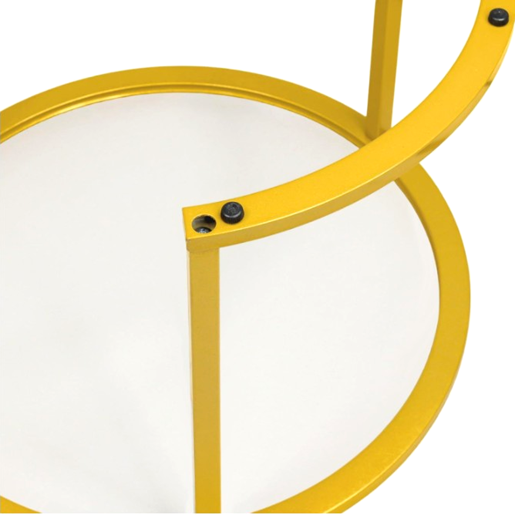 Set 2 masute cafea, MDF, cadru metalic, 70x45 cm, alb/auriu