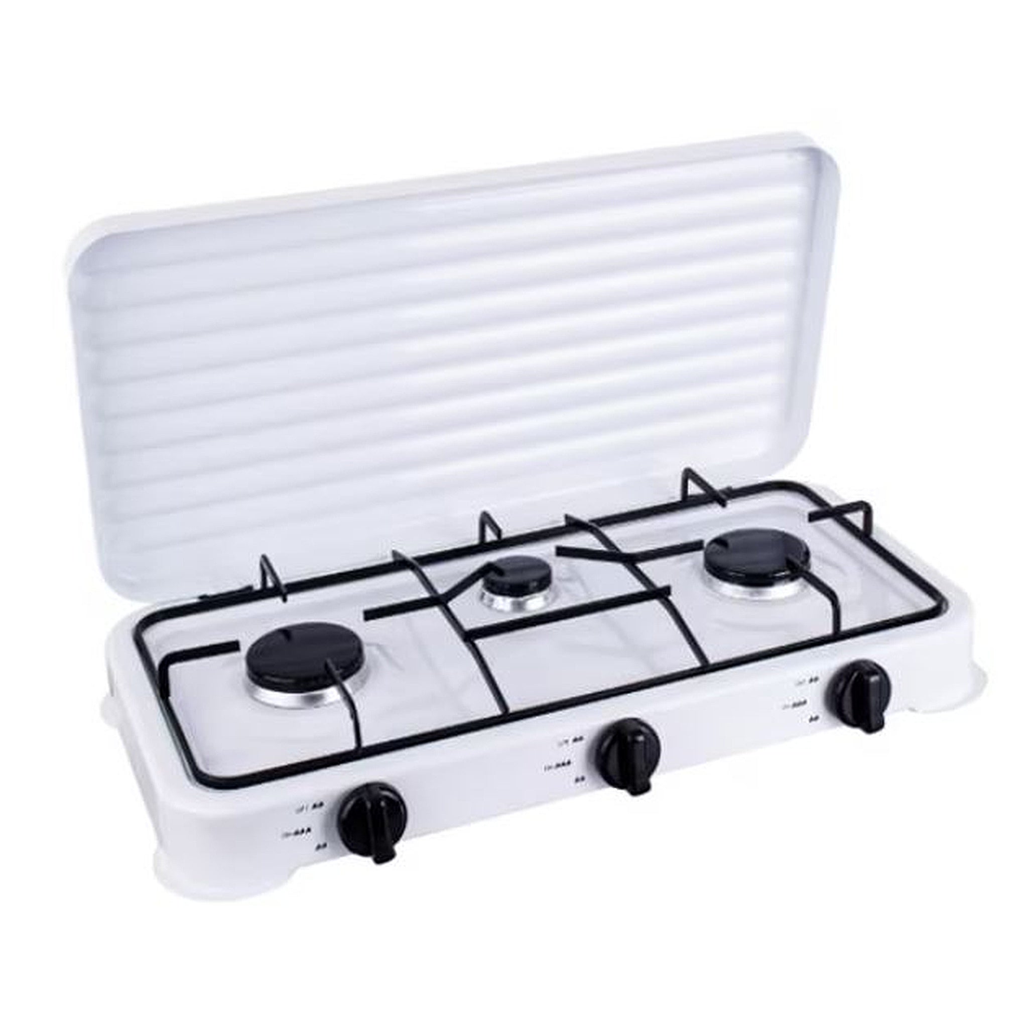 Aragaz plita 3 arzatoare, GPL butelie, set complet accesorii inclus, 1.1kW-2.2kW
