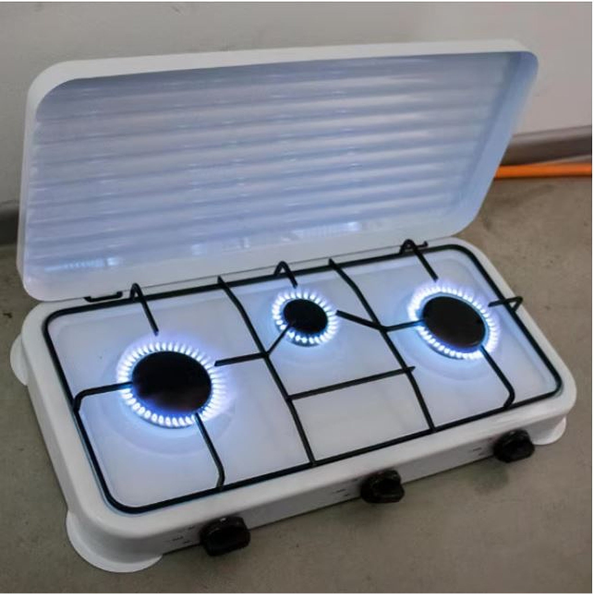 Aragaz plita 3 arzatoare, GPL butelie, set complet accesorii inclus, 1.1kW-2.2kW