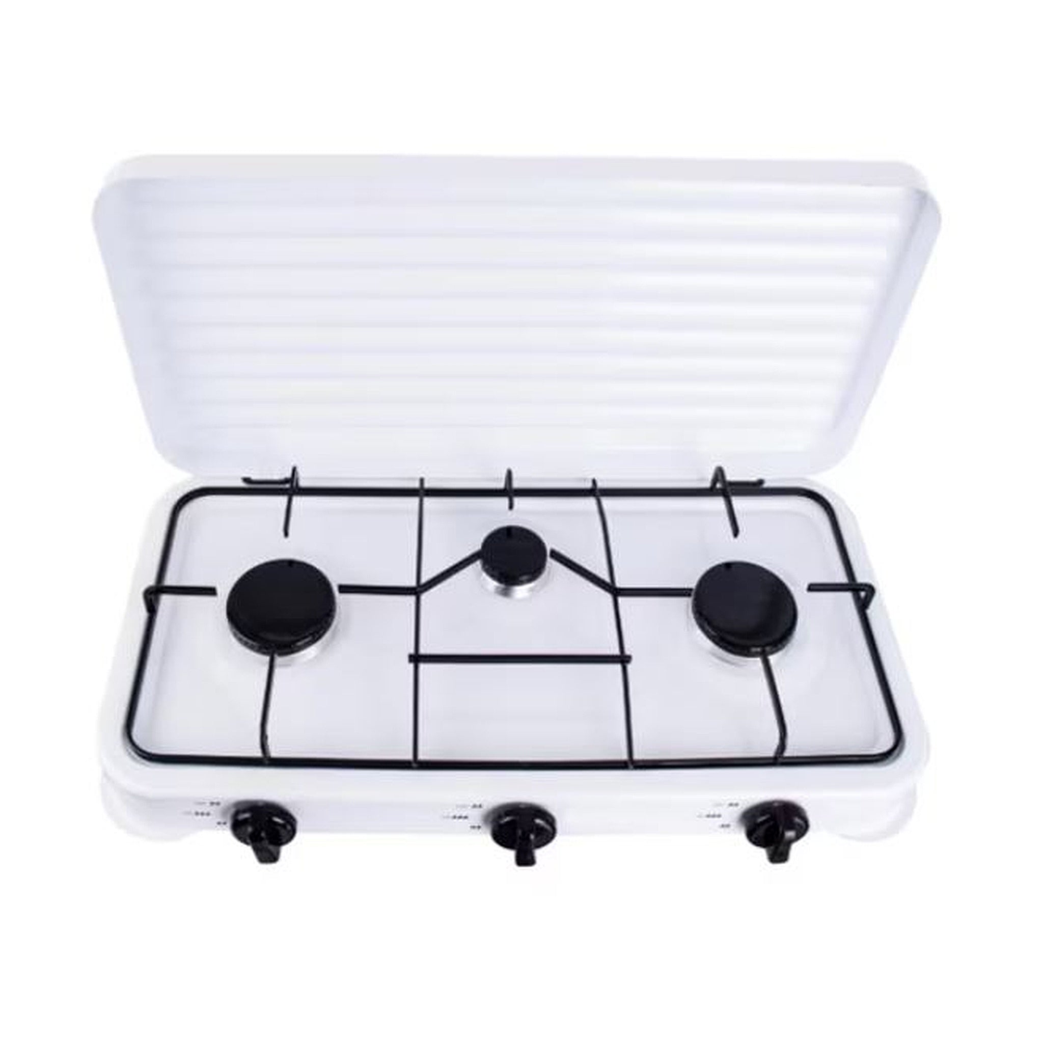 Aragaz plita 3 arzatoare, GPL butelie, set complet accesorii inclus, 1.1kW-2.2kW
